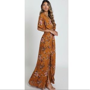 Showpo VACAY READY MAXI DRESS IN MUSTARD FLORAL